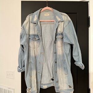 Mono B Light Blue Distressed Jean Jacket